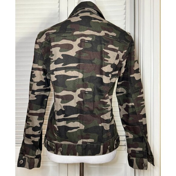 Anthropologie Pilcro Camo Embroidered Jacket XS  Floral Military Denim Utility - Picture 4 of 14